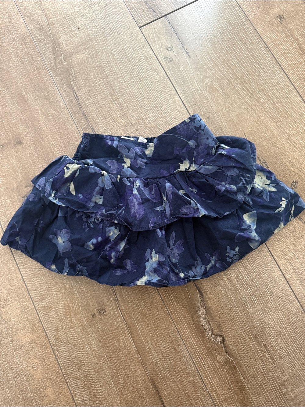 Floral Tiered Navy Ruffle Skirt - Girls